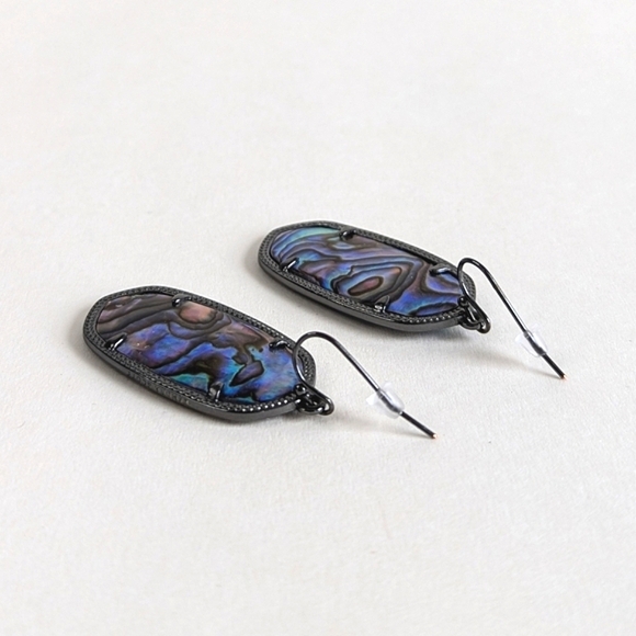 Kendra Scott Elle Drop Earrings Abalone Shell Black Gunmetal Blue Gray Teal - Picture 4 of 9